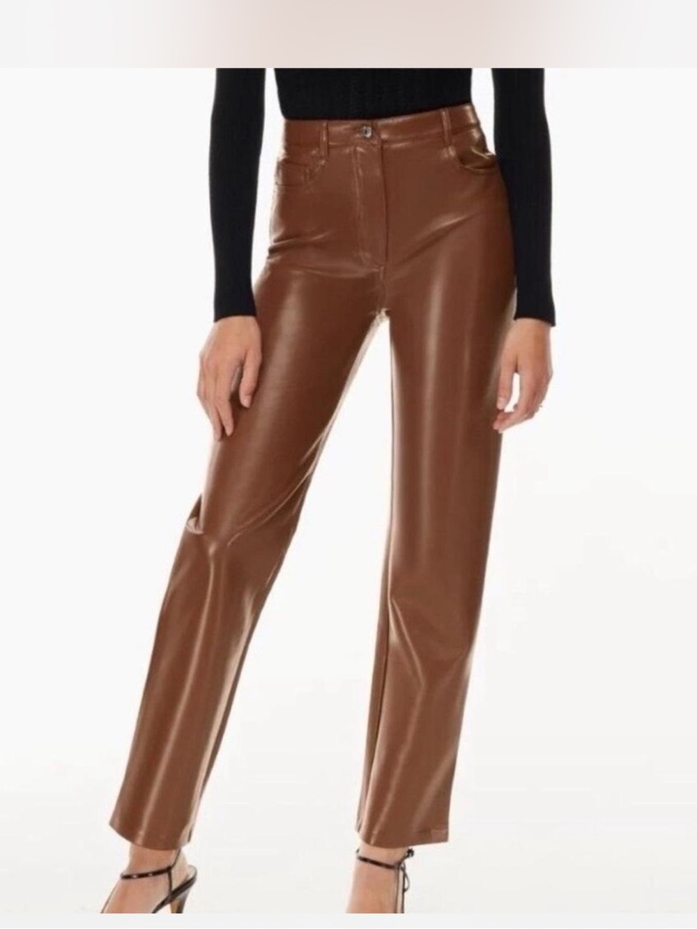 Wilfred Tan Brown Faux Leather Pants